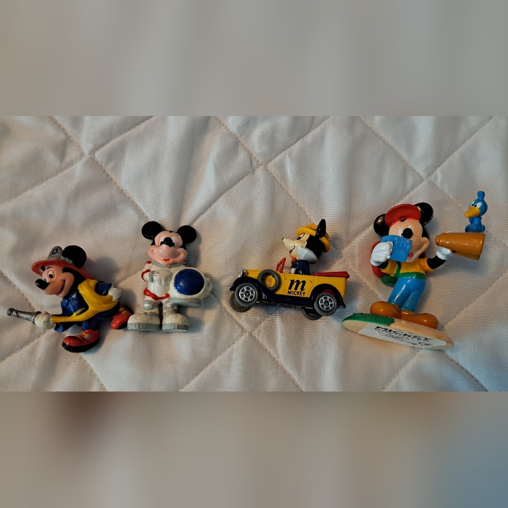 Disney vintage Mickey Mouse figures, car